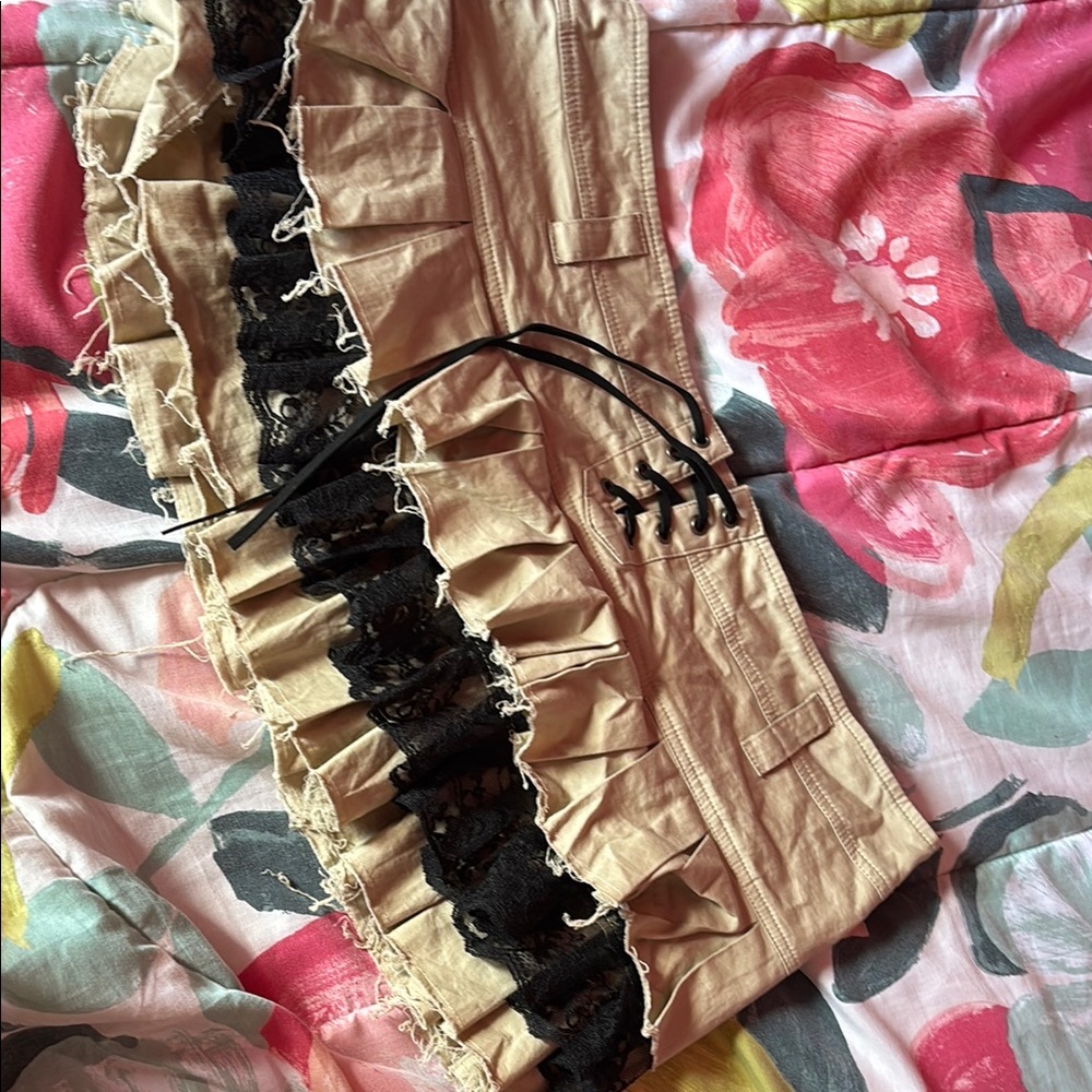 Tan and Black Lace Corset